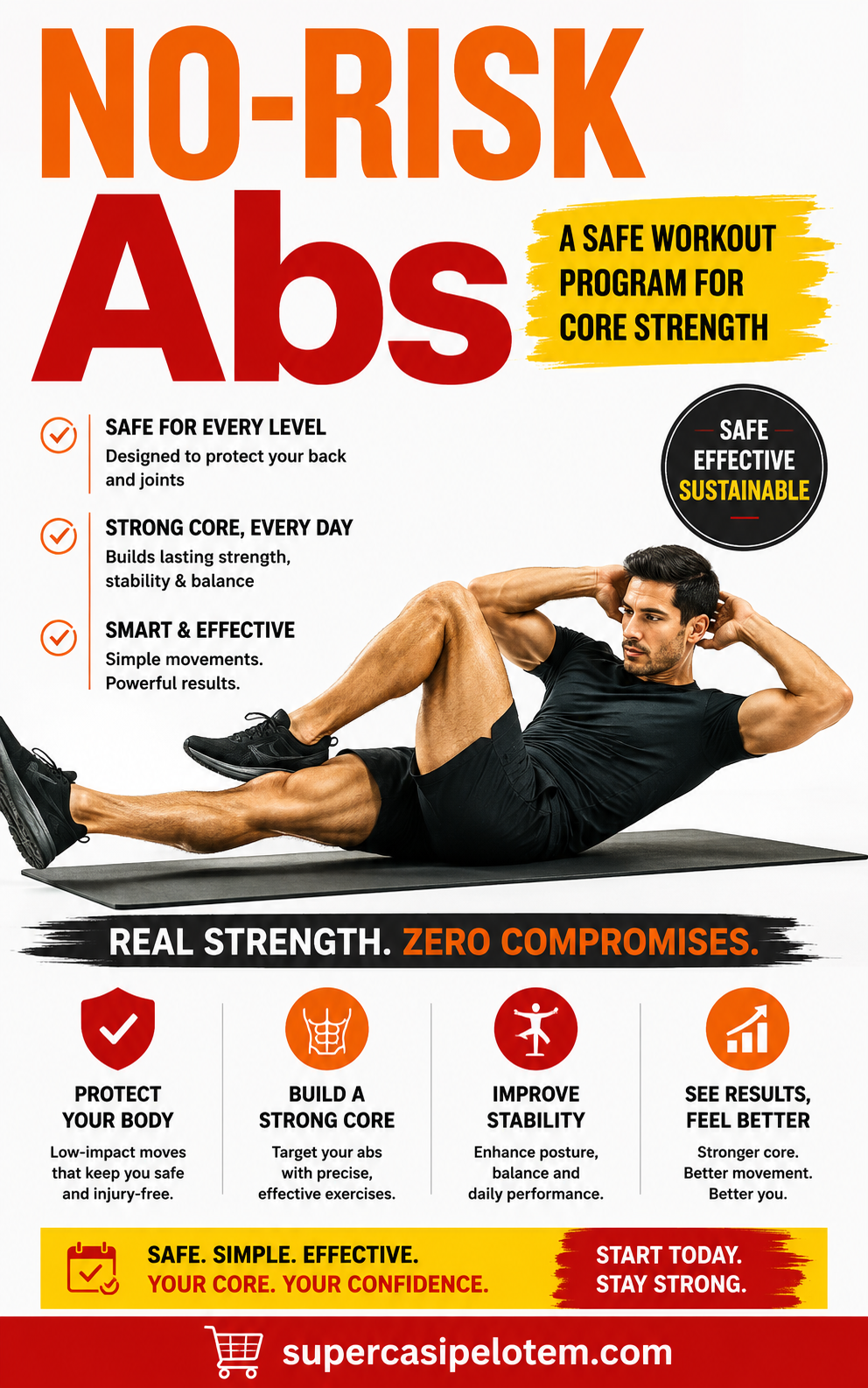 No-Risk Abs: Safe Core Strength Workout Program (Digital eBook)